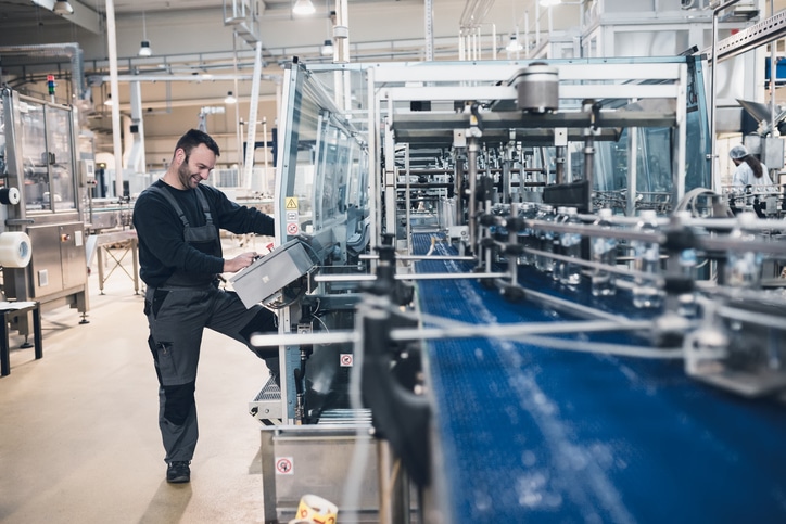 Bottling line worker at a brewery