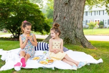 Caitlin's daughters having a picnic